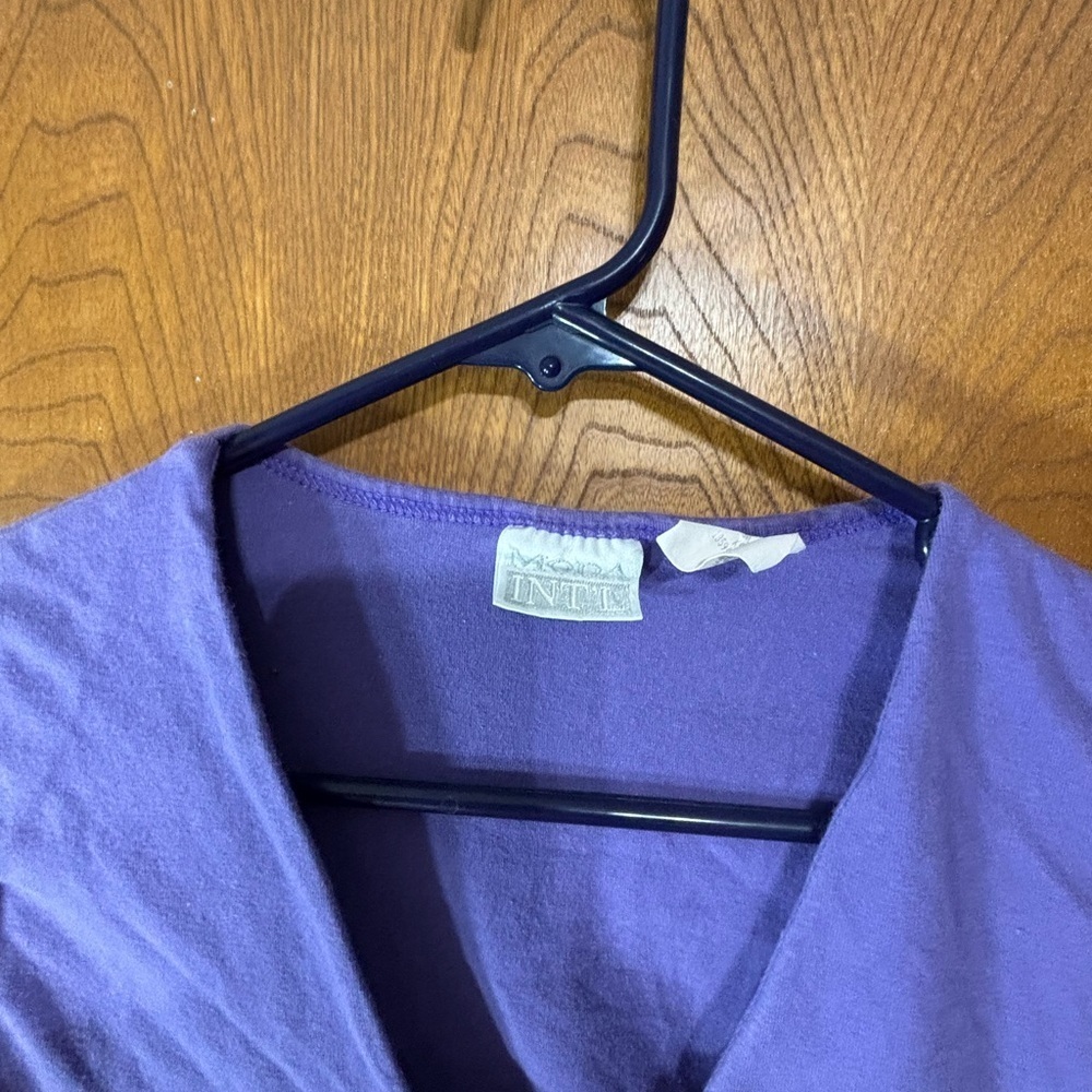 Moda International Deep Purple V-Neck Blouse - Picture 9 of 9